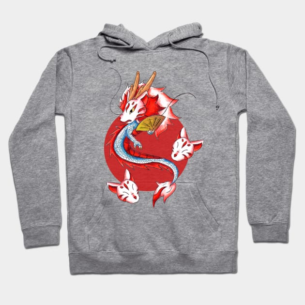 Dragon in the Kitsune Mask Hoodie by KristenOKeefeArt